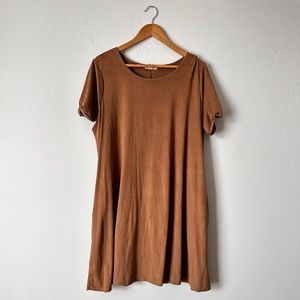 Faux suede swing dress
